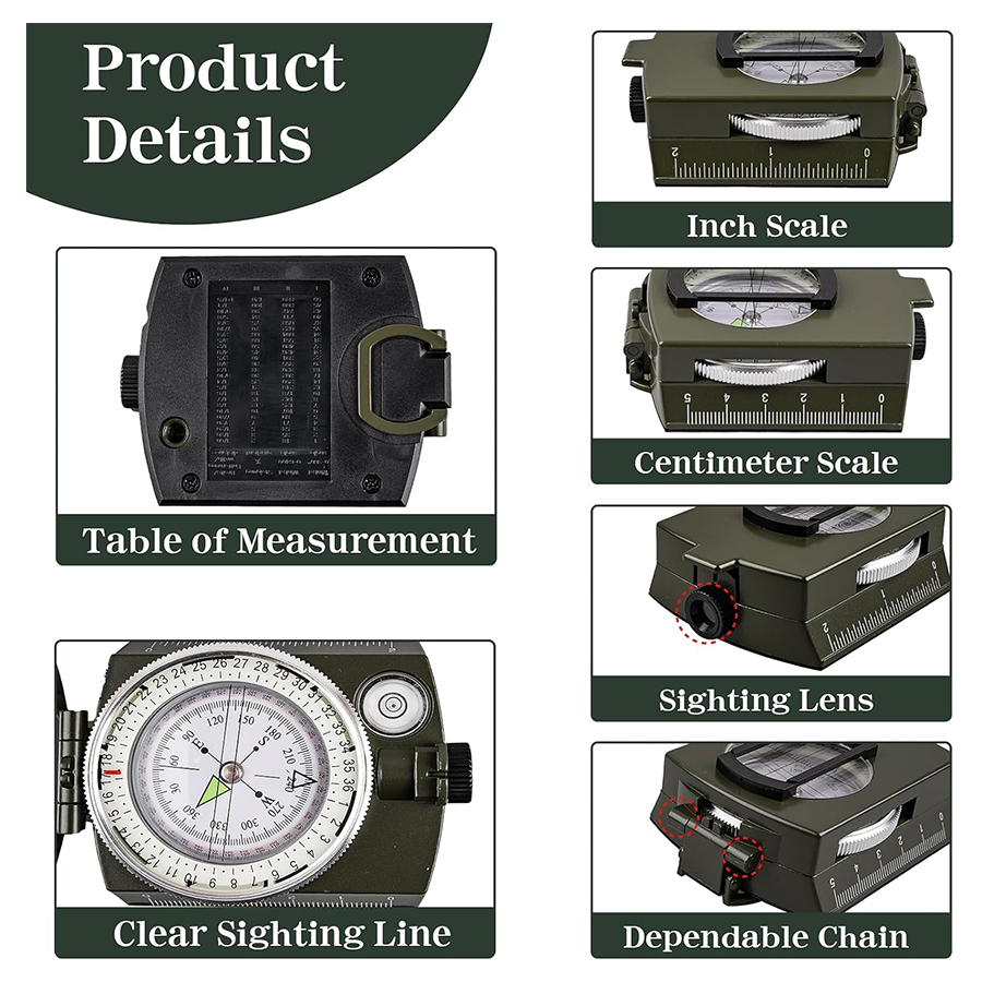 Tactical Survival Compass - Wa - Compass Lensatic review and price