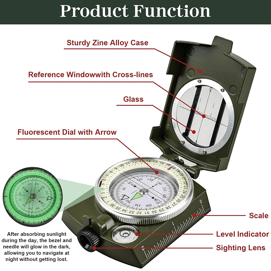 Tactical Survival Compass - Wa - Compass Lensatic review and price