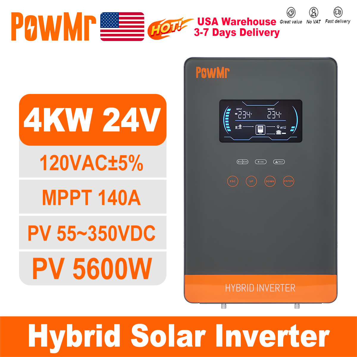 PowMr USA 4000W 24V Hybrid Sol - Solar Emergency Charger review and price
