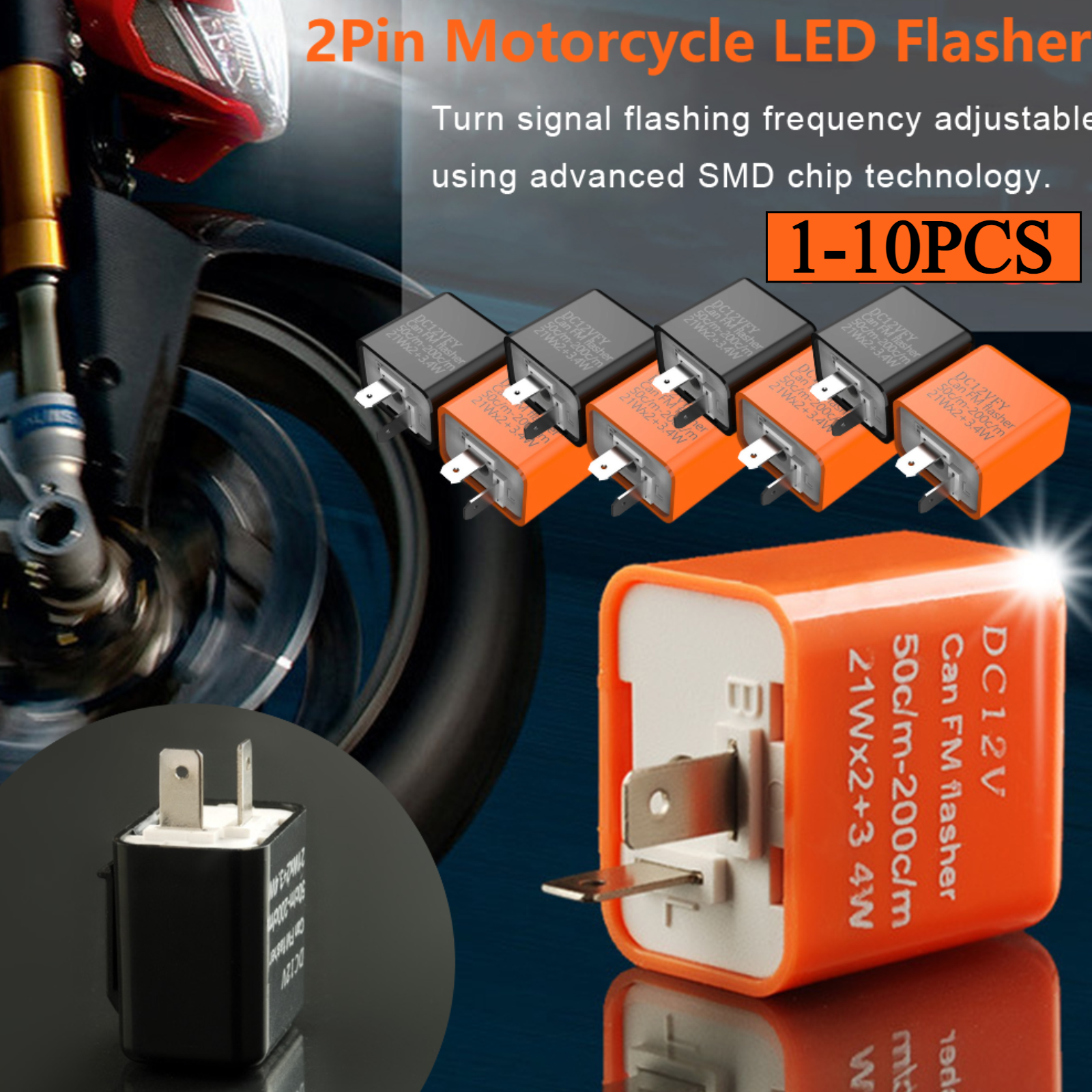 2Pin Motorcycle LED Flasher Re - Signal Panel Orange review and price