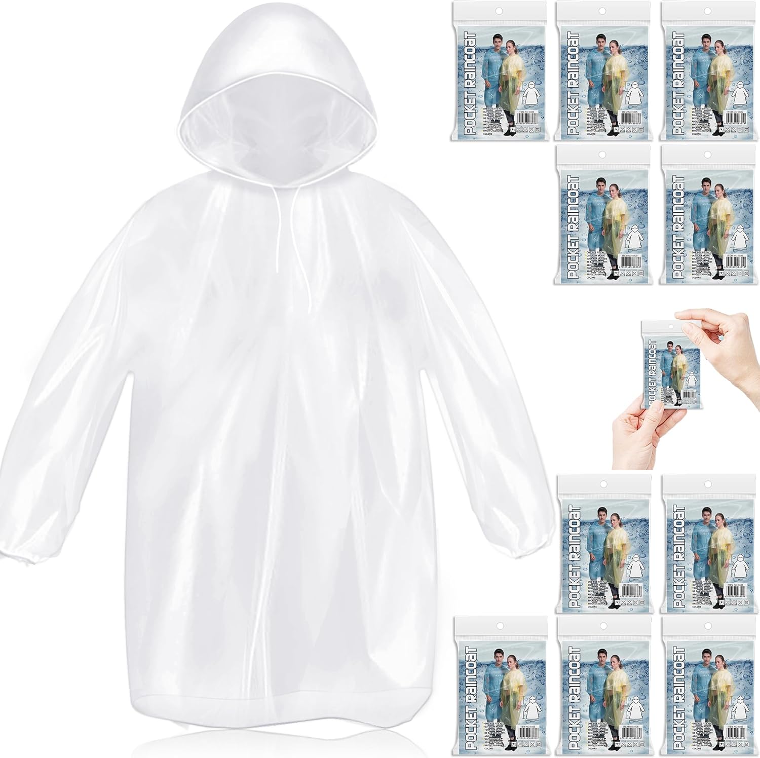 10 Pack Disposable Rain Poncho - Emergency Poncho Rain review and price