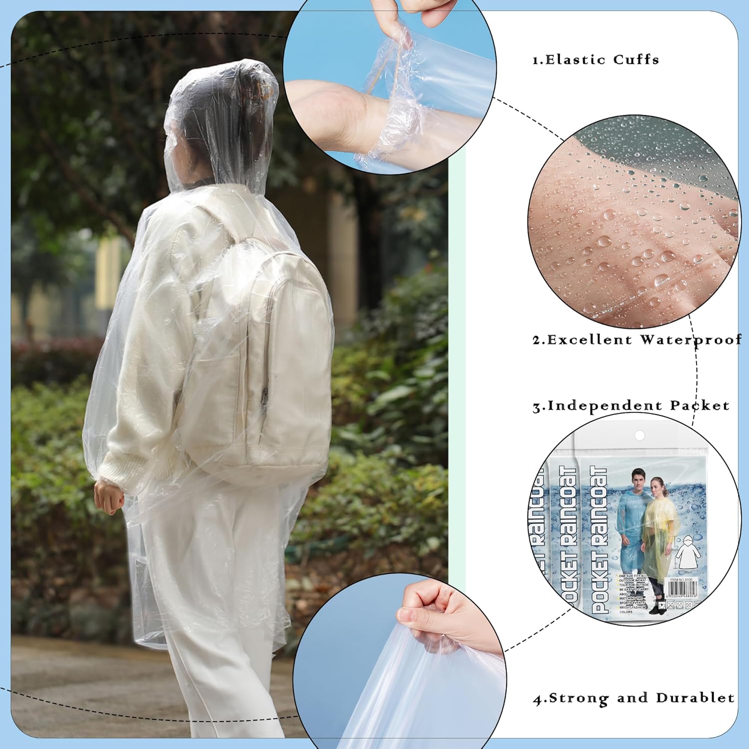 10 Pack Disposable Rain Poncho - Emergency Poncho Rain review and price
