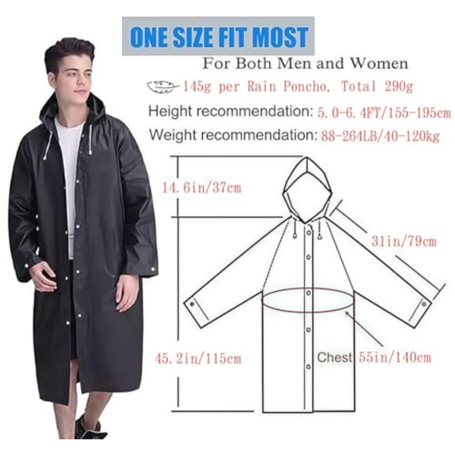 Rain Coat Poncho for Adult, 2  - Emergency Poncho Rain review and price