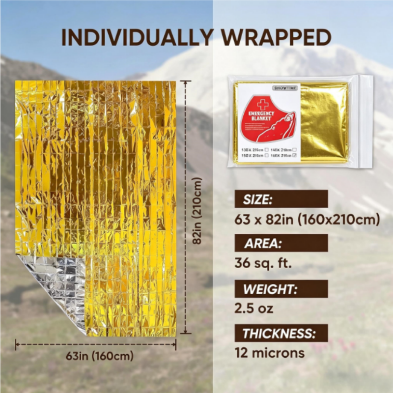 12PCS Large 160×210cm Gold Foi - Survival Blanket Reflective review and price