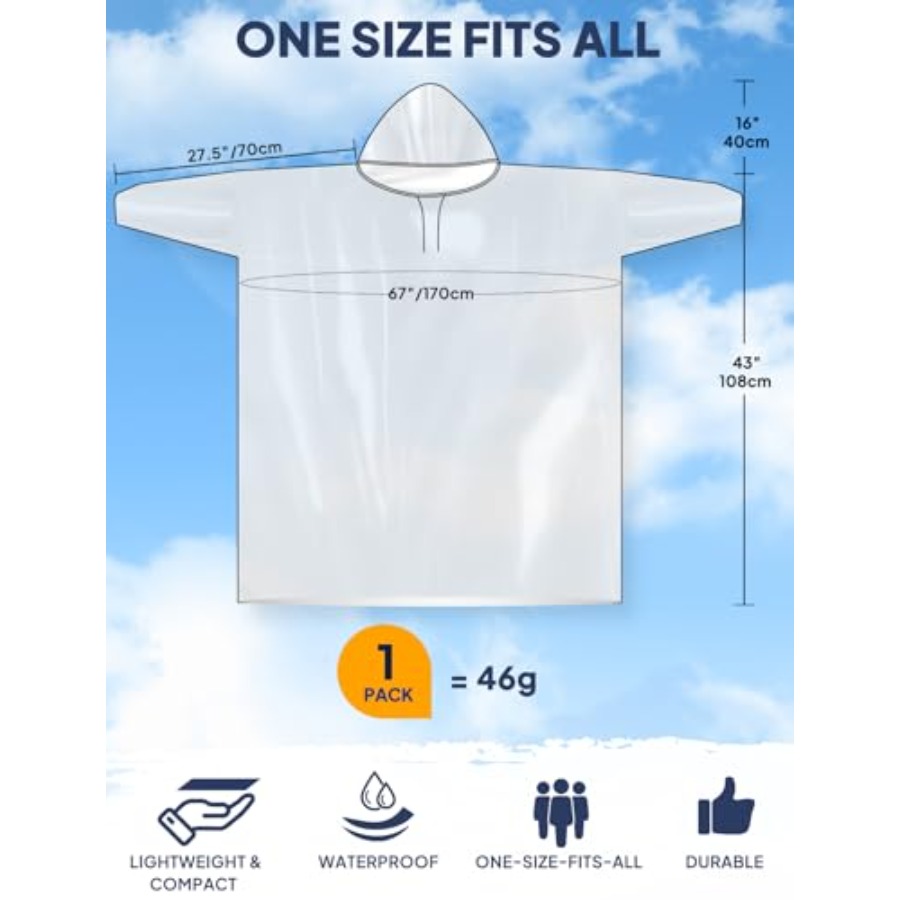 ANYOO Disposable Rain Poncho f - Emergency Poncho Rain review and price